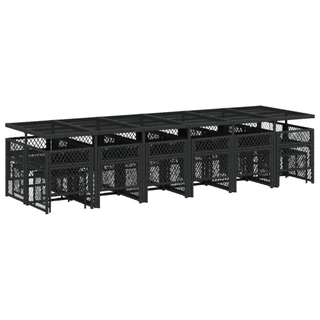 Ensemble à manger de jardin 17 pcs coussins noir résine tressée