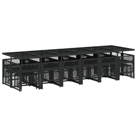 Ensemble à manger de jardin 17 pcs coussins noir résine tressée