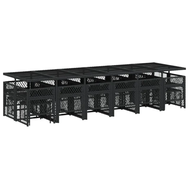 Ensemble à manger de jardin 17 pcs coussins noir résine tressée