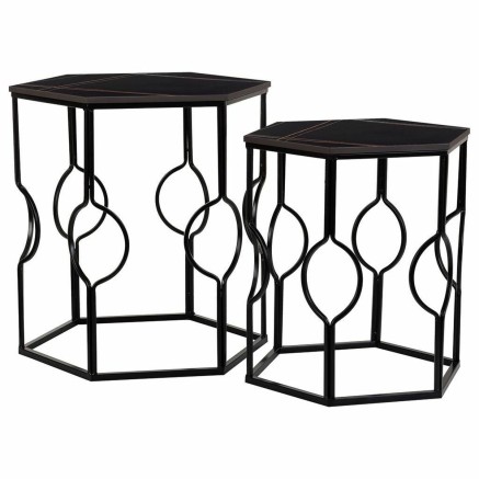 Set of 2 tables Alexandra House Living Black Iron MDF Wood 39 x 57 x 3