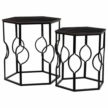 Jeu de 2 tables Alexandra House Living Noir Fer Bois MDF 39 x 57 x 39