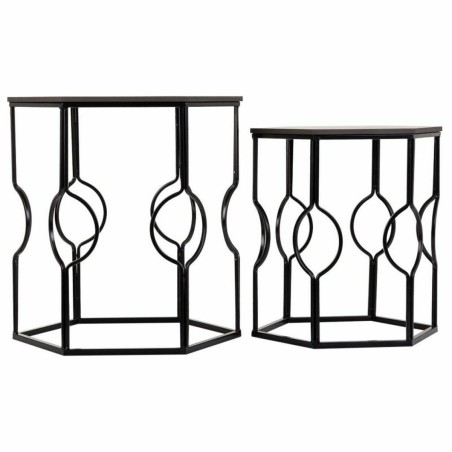 Set of 2 tables Alexandra House Living Black Iron MDF Wood 39 x 57 x 3