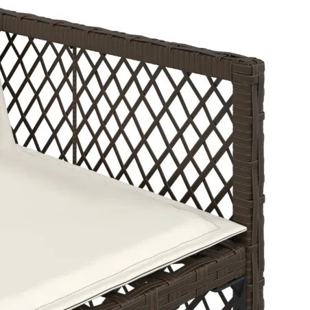 Ensemble à manger de jardin et coussins 9 pcs marron poly rotin