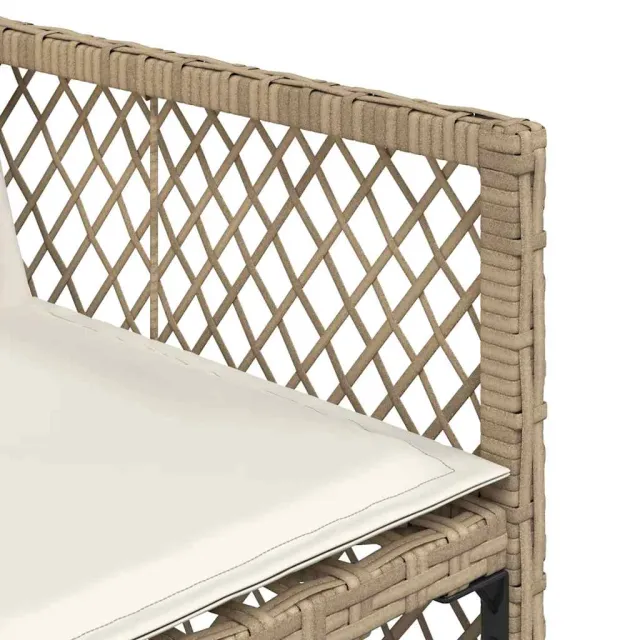 Ensemble à manger de jardin et coussins 9 pcs beige Poly rotin