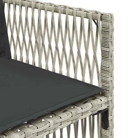 Ensemble à manger de jardin et coussins 5 pcs gris clair rotin