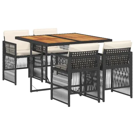 Ensemble à manger de jardin coussins 5pcs Noir Résine tressée 2