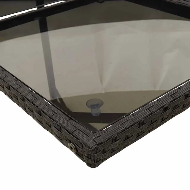 Ensemble à manger de jardin coussins 7pcs Noir Résine tressée