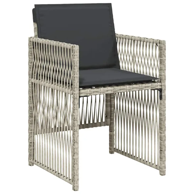 Ensemble à manger de jardin et coussins 7 pcs gris clair rotin