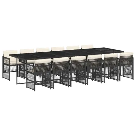 Ensemble à manger de jardin 13 pcs coussins noir résine tressée 2
