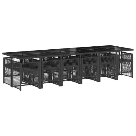 Ensemble à manger de jardin 13 pcs coussins noir résine tressée