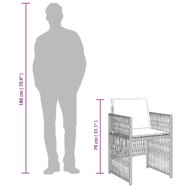 Ensemble à manger de jardin et coussins 13 pcs gris clair rotin