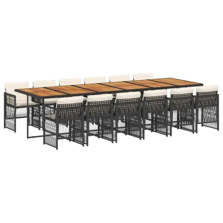 Ensemble à manger de jardin 13 pcs coussins noir résine tressée 2