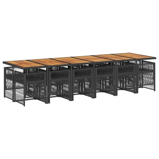 Ensemble à manger de jardin 13 pcs coussins noir résine tressée