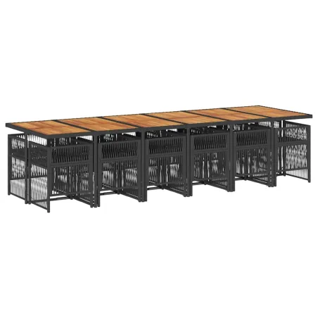 Ensemble à manger de jardin 13 pcs coussins noir résine tressée