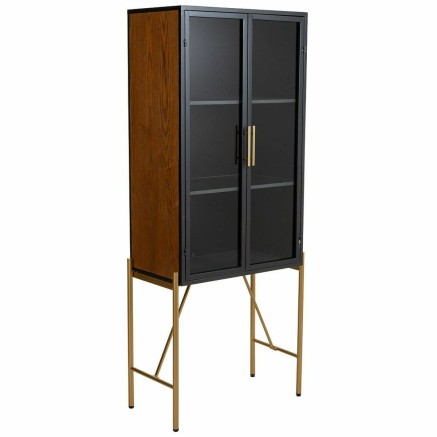 Armario Alexandra House Living Marrón Vidrio Madera de abeto Madera M