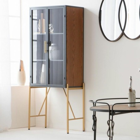 Kast Alexandra House Living Bruin Glas Sparrenhout Hout MDF 35 x 155 x