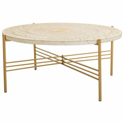 Table Basse Alexandra House Living Blanc Métal Bois d'épicéa Bois M