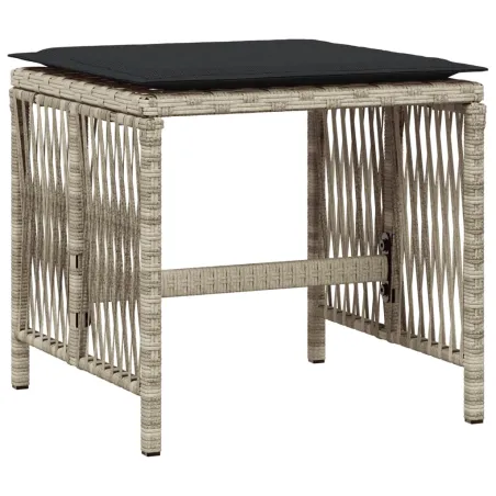 Ensemble à manger de jardin et coussins 15 pcs gris clair rotin