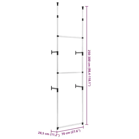 Système de garde-robe télescopique avec barres Aluminium