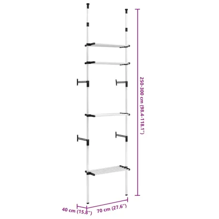 Système de garde-robe télescopique avec étagères Aluminium