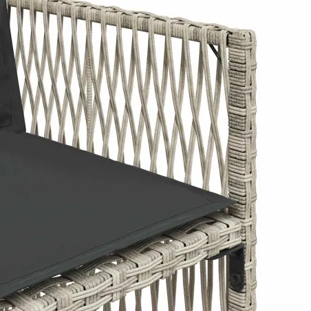 Ensemble à manger de jardin et coussins 17 pcs gris clair rotin