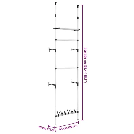 Système de garde-robe télescopique barres et étagère Aluminium