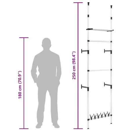 Système de garde-robe télescopique barres et étagère Aluminium