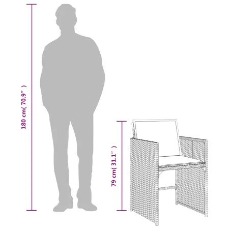 Ensemble à manger de jardin et coussins 7 pcs gris rotin