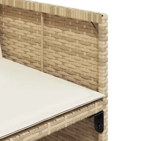 Ensemble à manger de jardin et coussins 9 pcs beige Poly rotin