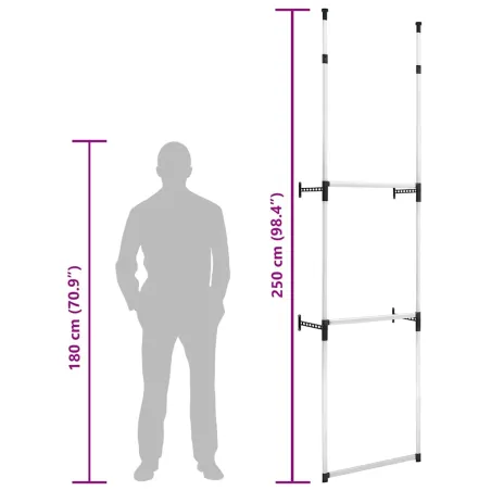 Système de garde-robe télescopique avec barres Aluminium