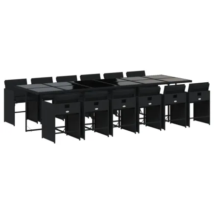 Ensemble à manger de jardin 13 pcs coussins noir résine tressée 2