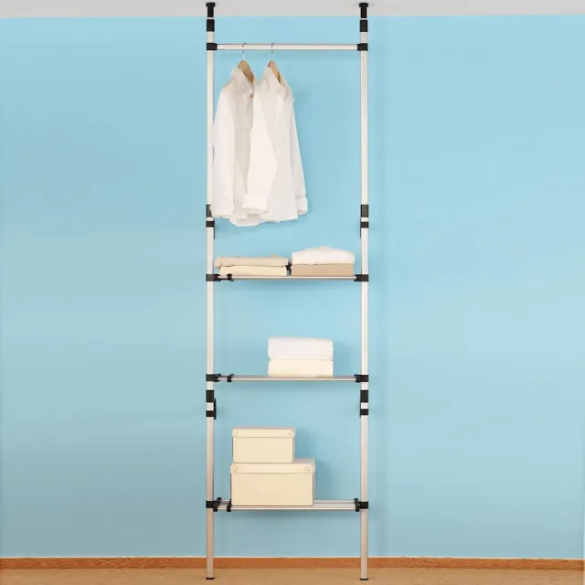 Système de garde-robe télescopique barres et étagère Aluminium