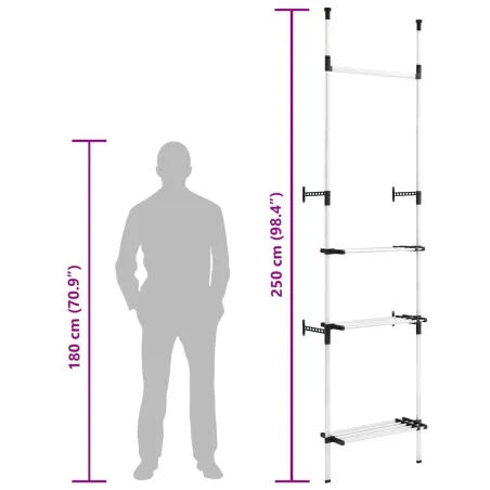 Système de garde-robe télescopique barres et étagère Aluminium