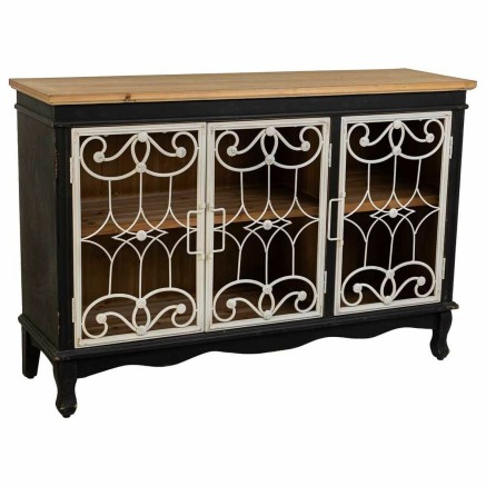 Dientafel Alexandra House Living Zwart Glas Sparrenhout Hout MDF 36 x