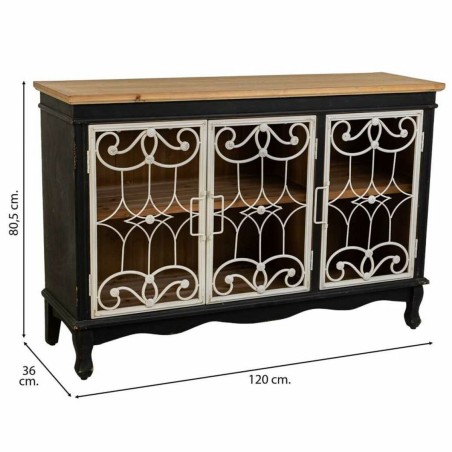 Buffet Alexandra House Living Noir verre Bois d'épicéa Bois MDF 36 x