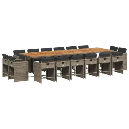 Ensemble à manger de jardin 17 pcs et coussins résine tressée 2