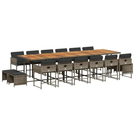 Ensemble à manger de jardin 17 pcs et coussins résine tressée 2