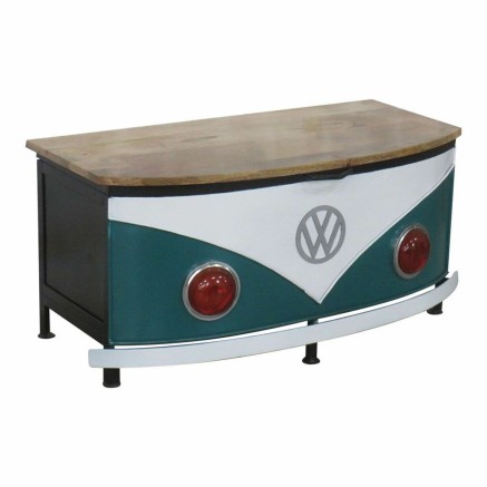 Baule Alexandra House Living Azzurro Bianco Ferro Legno di mango 45 x