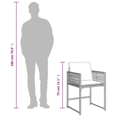 Ensemble à manger de jardin et coussins 5 pcs gris clair rotin