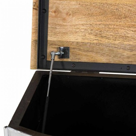 Baule Alexandra House Living Azzurro Bianco Ferro Legno di mango 45 x