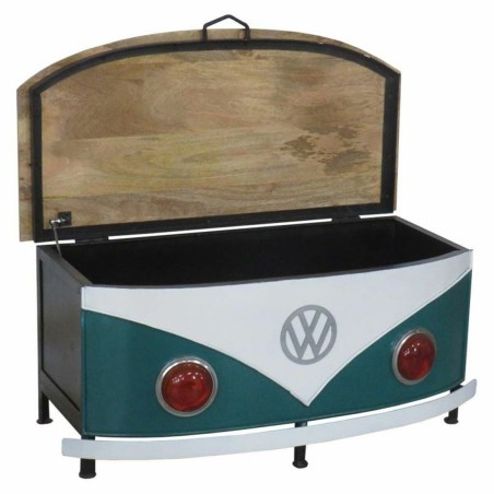 Truhe Alexandra House Living Blau Weiß Eisen Mango-Holz 45 x 45 x 90