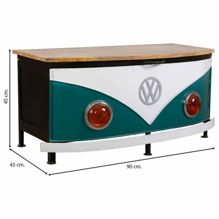 Truhe Alexandra House Living Blau Weiß Eisen Mango-Holz 45 x 45 x 90