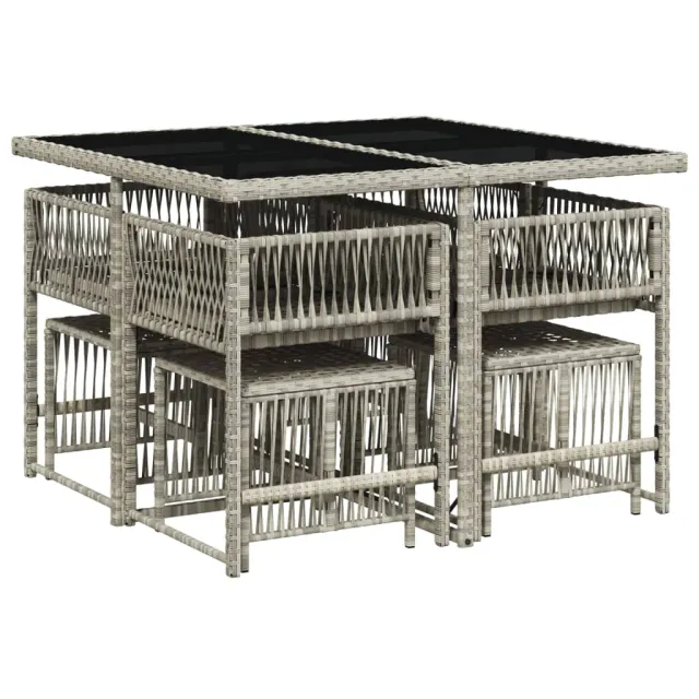 Ensemble à manger de jardin et coussins 9 pcs gris clair rotin