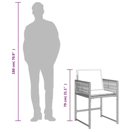 Ensemble à manger de jardin et coussins 13 pcs gris clair rotin