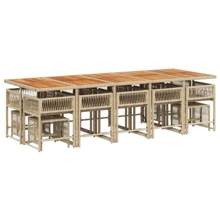 Ensemble à manger de jardin et coussins 15 pcs beige