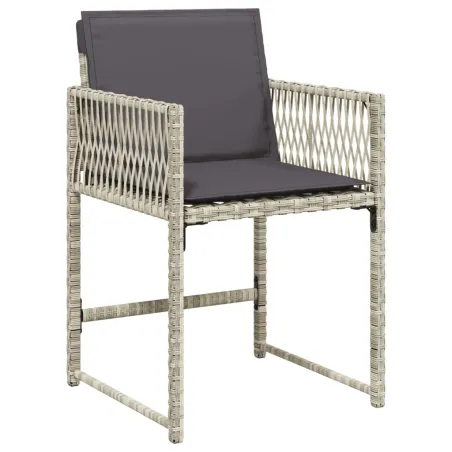 Ensemble à manger de jardin et coussins 9 pcs gris clair rotin