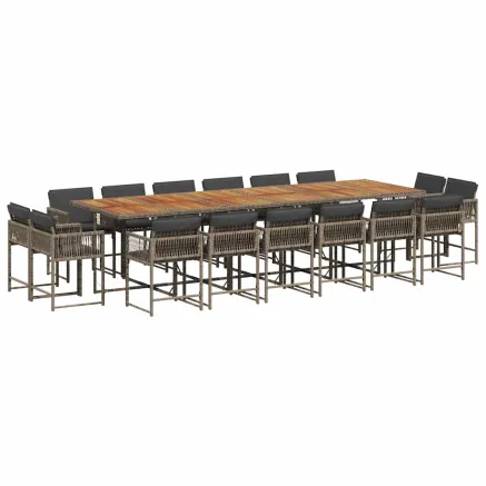 Ensemble à manger de jardin 17 pcs et coussins résine tressée 2