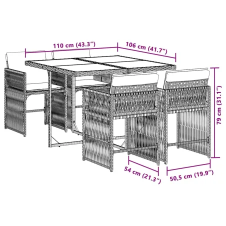 Ensemble à manger de jardin coussins 5 pcs mélange beige rotin