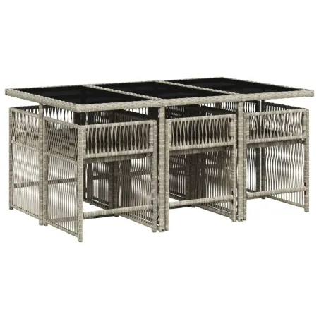 Ensemble à manger de jardin et coussins 7 pcs gris clair rotin