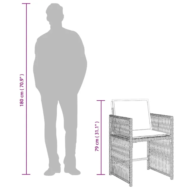 Ensemble à manger de jardin et coussins 9 pcs gris clair rotin